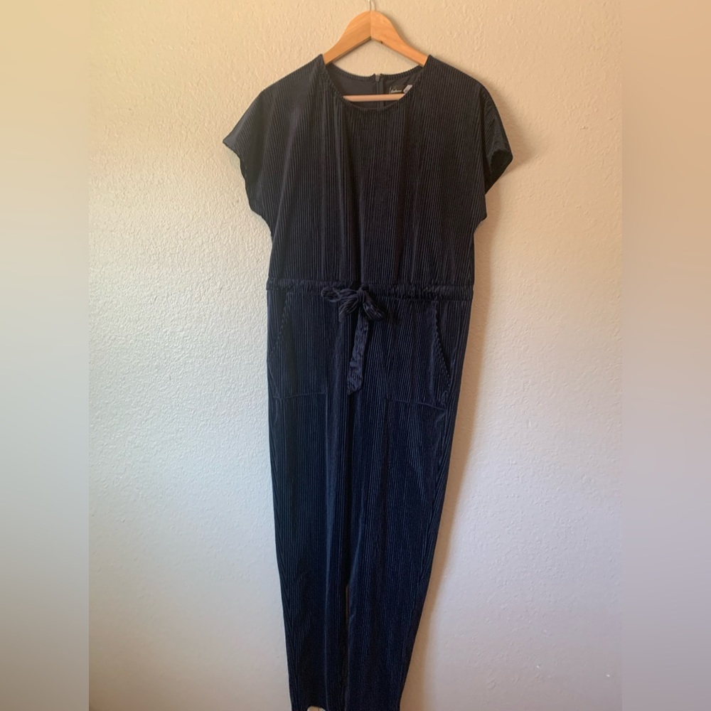 Piper and scoot blue velour corduroy Bianca jumpsuit medium